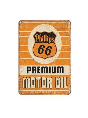 Vintage Phillips 66 Motor Oil Tin Sign | Retro Garage Decor 🚗